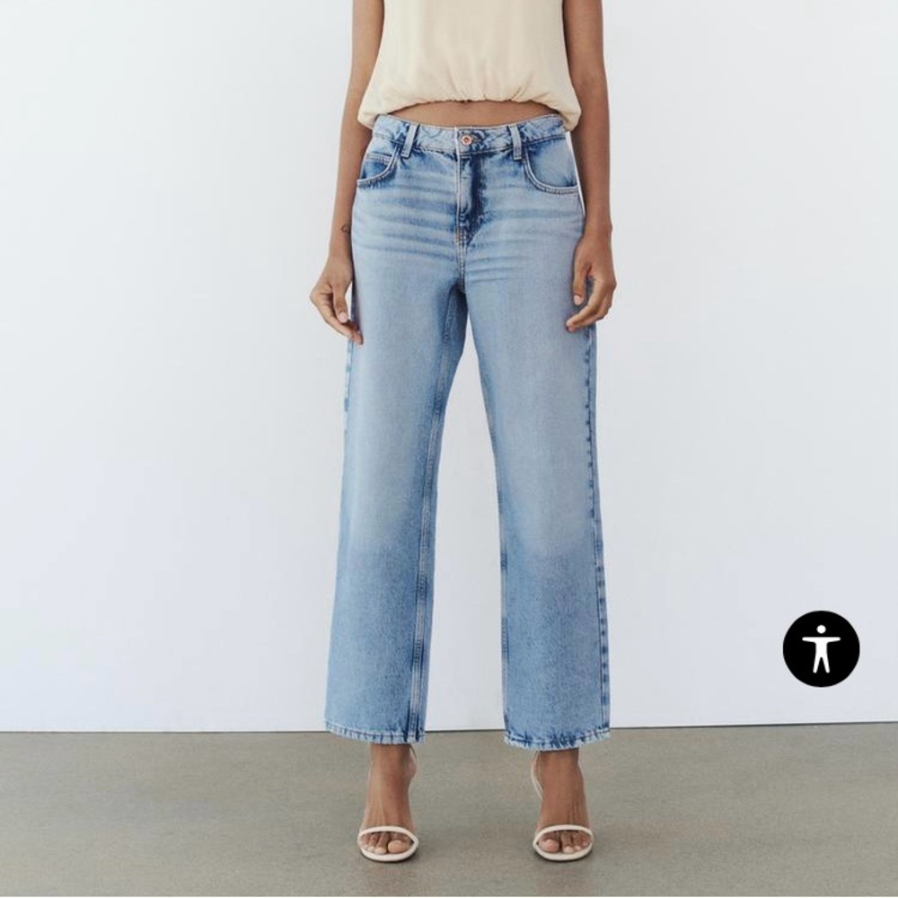 Zara Z1975 midrise straight cropped jeans NWT